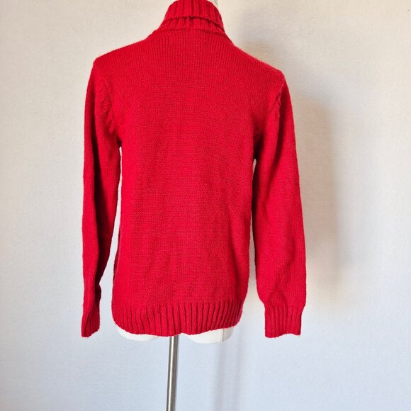 Alpaca Fina Made In Peru Shawl Neck Cardigan Snap Red - Picture 6 of 11